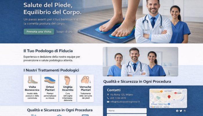 Interface de site web pour cabinet de podologie