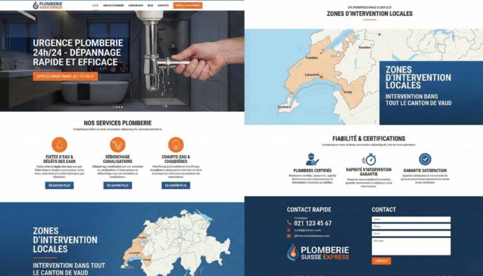 Entreprise sanitaire et plomberie interface de site web pour entreprise de plomberie professionnelle