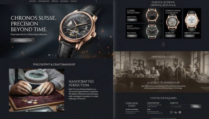 Marque horlogère suisse de prestige Interface de site web pour marque horlogère suisse de luxe