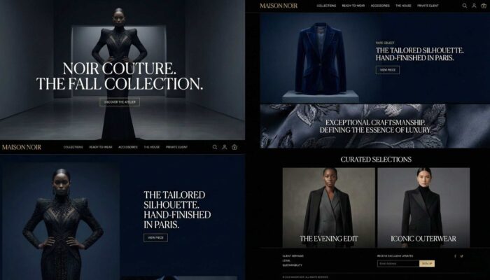 E-commerce de mode couture et vêtements de luxe Boutique e-commerce de vêtements couture et mode de luxe présentée comme une maison de haute couture éditoriale
