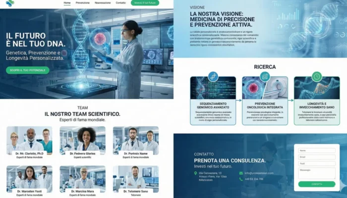 Interface de site web pour centre de recherche ADN et longévité