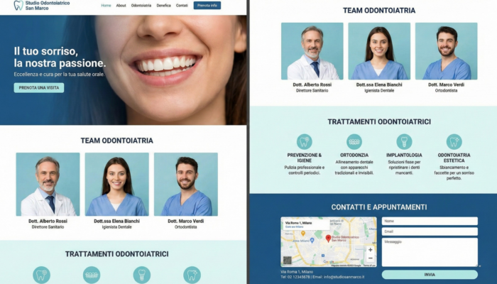 Interface de site web pour groupe de cabinets dentaires