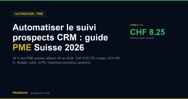 Automatiser le suivi prospects CRM : guide PME Suisse 2026