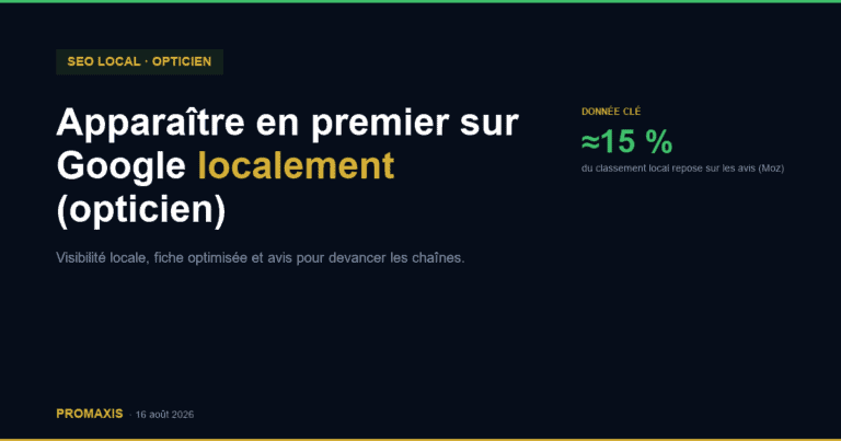 Apparaître en premier sur Google localement (opticien) — Promaxis