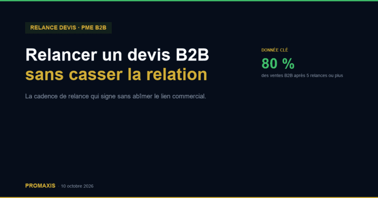 Relancer un devis B2B sans casser la relation — Promaxis