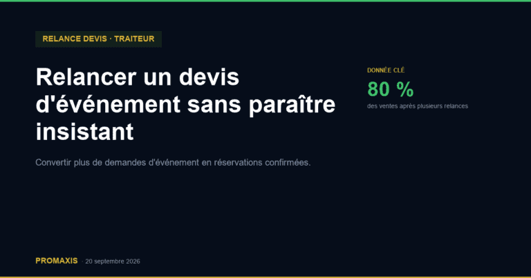 Relancer un devis d'événement sans paraître insistant — Promaxis