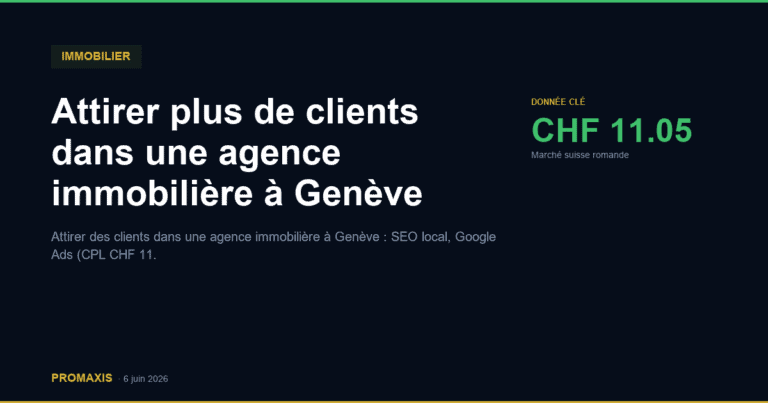 Comparatif agences marketing attirer clients agence immobiliere Genève — Promaxis 2026