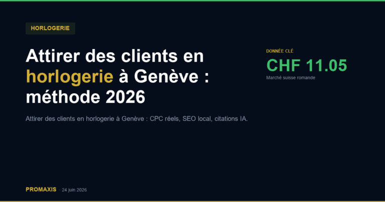 Comparatif agences marketing attirer clients horlogerie Genève — Promaxis 2026