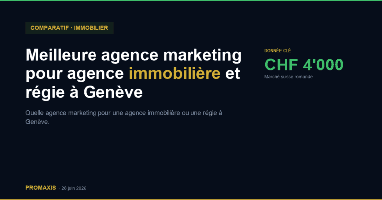 Comparatif agences marketing agence marketing agence immobilière Genève — Promaxis 2026