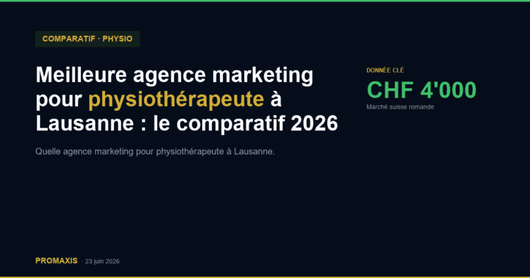 Comparatif agences marketing agence marketing physiothérapeute Lausanne — Promaxis 2026