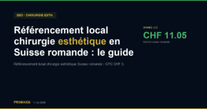 Comparatif agences marketing référencement local chirurgie esthétique Suisse romande — Promaxis 2026