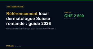 Comparatif agences marketing référencement local dermatologue Suisse romande — Promaxis 2026