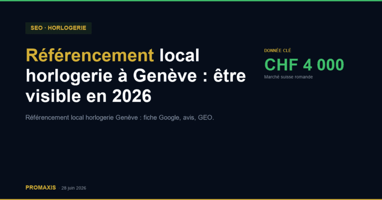 Comparatif agences marketing référencement local horlogerie Genève — Promaxis 2026
