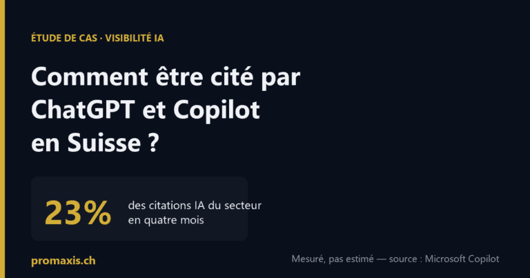 Comment être cité par ChatGPT et Copilot en Suisse — étude de cas Promaxis