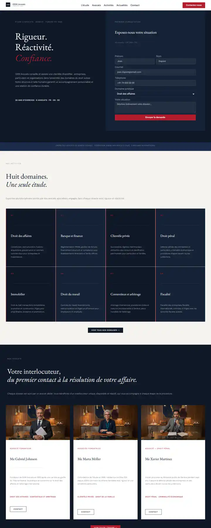 Site web GXM Avocats créé par Promaxis